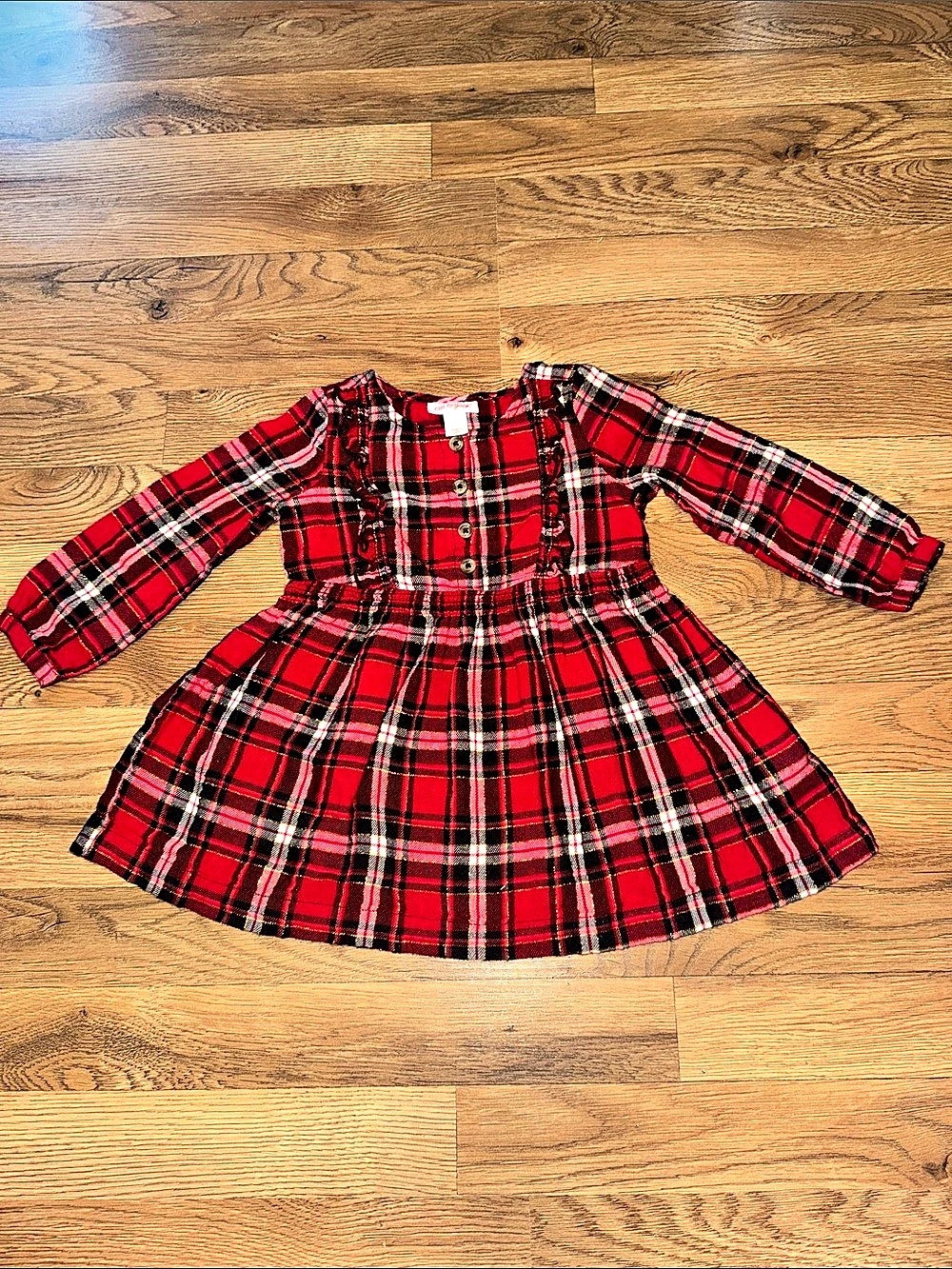 Cat & Jack Girls Plaid Long Sleeve Dress Size 2T
